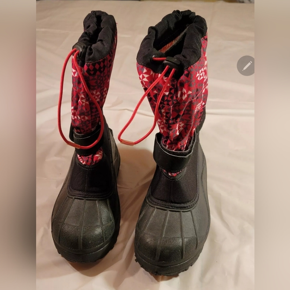 Columbia Girls Powderbug Plus II Boots Pink Geometric Drawstring BY1327-010 Sz 6